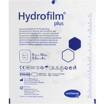 Повязка HYDROFILM PLUS (Гидрафилм плюс) прозрачная пленочная с абсорбирующей подушечкой размер 9 см х 10 см 1 шт