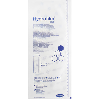 Повязка HYDROFILM PLUS (Гидрафилм плюс) прозрачная пленочная с абсорбирующей подушечкой размер 10 см х 30 см 1 шт