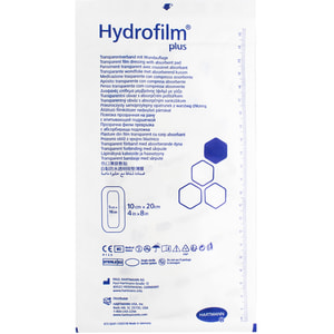 Пов'язка HYDROFILM PLUS (Гідрафілм плюс) прозора плівкова з абсорбуючою подушечкою розмір 10 см х 20 см 1 шт