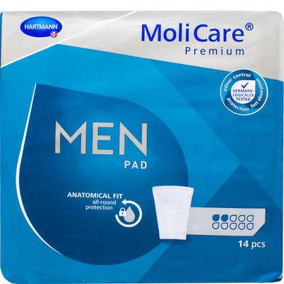 Прокладки урологические MOLICARE (Моликар) Men Pad (Мен пад) для мужчин в форме кармана Premium 2 капли 14 шт