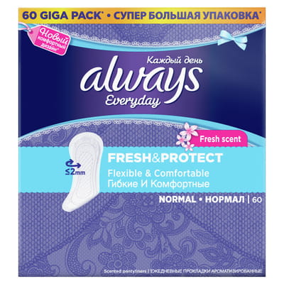 Прокладки щоденні жіночі ALWAYS (Олвейс) Normal Deo (Нормал део) ароматизовані 60 шт