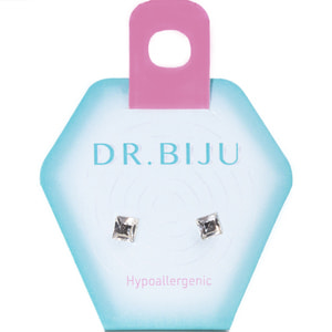 Сережки DR.BIJU (Доктор Бижю) Квадрат 4,0 мм Кришталь 1 пара