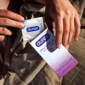 Презервативы латексные с силиконовой смазкой DUREX (Дюрекс) Invisible (Инвизибл) Extra Lube ультратонкие с дополнительной смазкой 12 шт