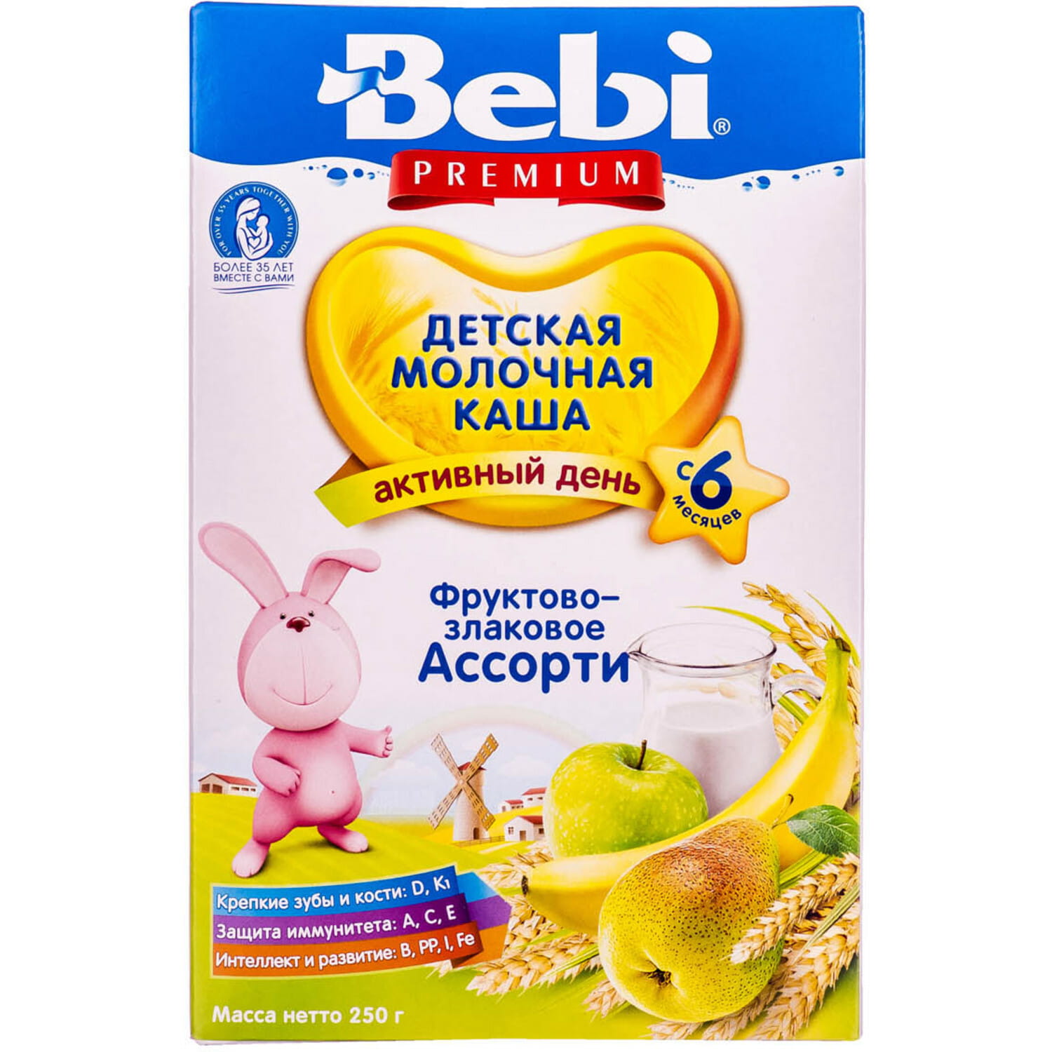 Каша молочная bebi premium фруктово-злаковое ассорти