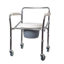 Крісло-стілець з санітарним оснащенням регулюване за висотою на колесах складаний KJT705 RD-CARE-T04