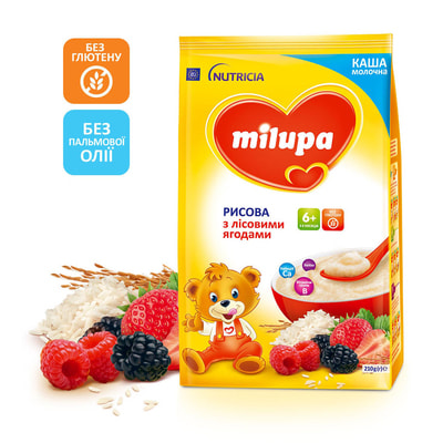 Каша молочная детская Нутриция Milupa (Милупа) Рисовая с лесными ягодами с 6-ти месяцев 210 г