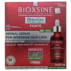 Сыворотка для волос Bioxsine (Биоксин) Дермаджен Форте растительный против интенсивного выпадения волос в флаконах по 50 мл 3 шт