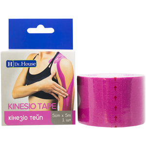 Пластырь медицинский кинезио тейп Dr. House (Доктор Хаус) цвет розовый размер 5 м х 5 см 1 шт