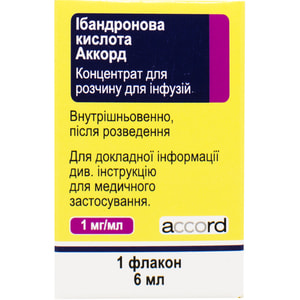 Ібандронова кислота Аккорд конц. д/р-ну д/інф. 1мг/мл фл. 6мл №1***