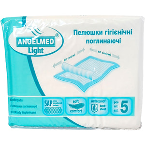 Пеленки гигиенические впитывающие Angelmed (АнгелМед) light размер 60см x 60см 5 шт