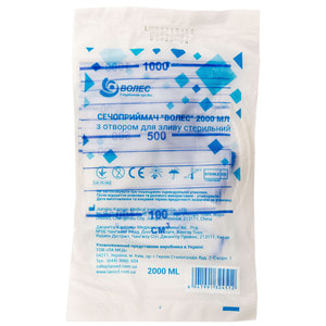 Мочеприемник для взрослых с отверстием для слива стерильный объем 2л Волес