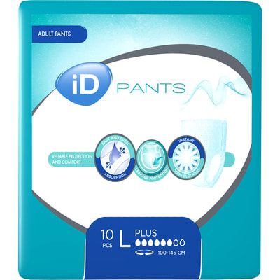 Подгузники-трусы для взрослых ID Pants plus (Айди пантс плюс) размер L дышащие упаковка 10 шт