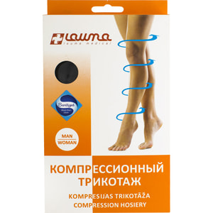 Чулки медицинские компрессионные LAUMA (Лаума) модель AG309 класс ІІ с резинкой, с мыском 23-32 мм рт.ст. цвет черный размер 2K