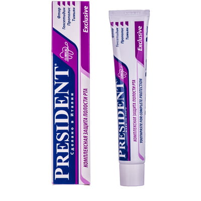 Зубная паста PRESIDENT (Президент) Clinical Exclusive (Клиникал Эксклюзив) комплексная защита полости рта 75 мл