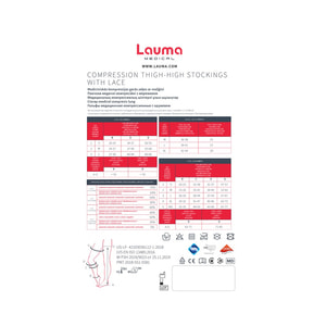 Панчохи медичні компресійні LAUMA (Лаума) модель AG305 клас ІІ з кружевом, з миском 23-32 мм рт.ст. колір чорний размер 4К