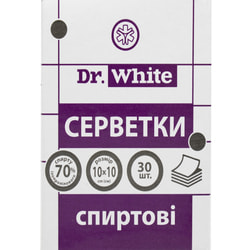 Серветки Dr.White (Др.Вайт) одноразові антисептичні зі спиртовою пропиткою розмір 10см х 10см 30 шт