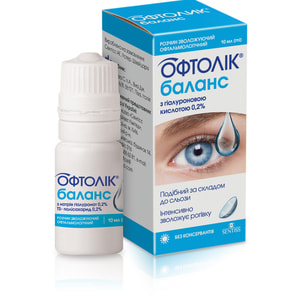 Офтолик Баланс раствор стерильный офтальмологический для увлажнения глаза флакон 10 мл