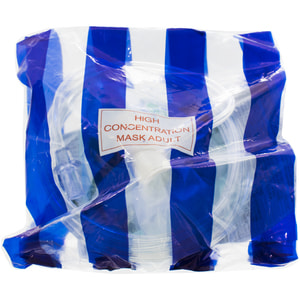 Маска кислородная для взрослых EkoLite 1181015 для обеспечения высокой концентрации кислорода с кислородной трубкой та мішком 1 шт