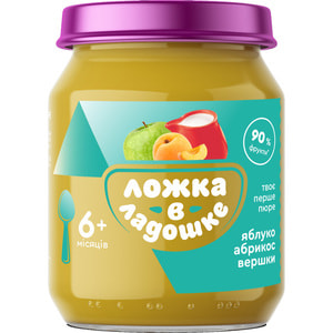 Пюре детское ЛОЖКА В ЛАДОШКЕ Фруктовый десерт из яблок и абрикос со сливками  с 6 месяцев 180 г