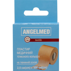 Пластир медичний Angelmed (АнгелМед) на тканинній основі тілесного кольору розмір 2,5 см х 500 см 1 шт
