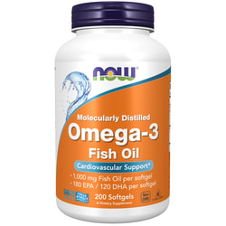 Омега-3 NOW (Нау) Omega-3 1000 mg Поддержка сердца капсулы флакон 200 шт