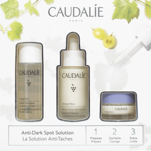 Набор CAUDALIE (Кадали) Vinoperfect Set (Виноперфект) сыворотка для коррекции цвета лица 30 мл+ ночной крем 15 мл+ эссенция сияющая 50 мл