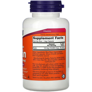 Биотин 10 000 мкг NOW (Нау) Biotin.Extra Strength Экстра сила капсулы флакон 120 шт