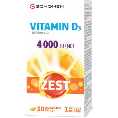 Вітаміни ZEST (Зест) Vitamin D3 (Вітамін D3) 4000 капсули жувальні 30 шт