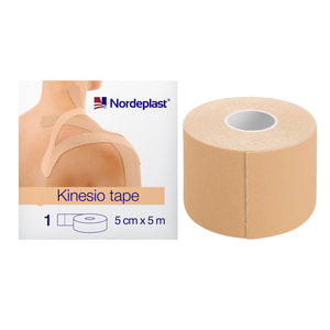 Пластырь медицинский кинезио тейп Nordeplast (Нордепласт) катушечны бежевый размер 5 м х 5 см 1 шт