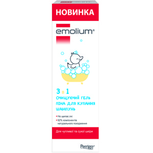 Средство для тела Эмолиум для купания 3 в 1 гель для душа, шампунь и пена для ванны 400 мл