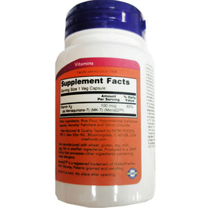 Витамин К2 и MK7 100 мкг NOW (Нау) высокоактивный витамин капсулы флакон 60 шт