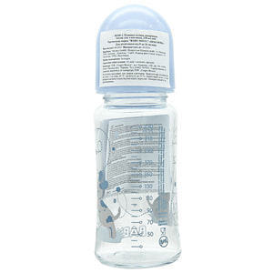 Бутылочка для кормления BABY-NOVA (Беби нова) Декор стеклянная с широким горлышком для мальчика 230 мл