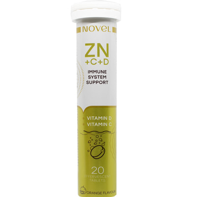 Витамины NOVEL (Новел) Vitamin C+Zinc+D таблетки шипучие для поддержки иммунитета в борьбе с вирусами и бактериями упаковка 20 шт