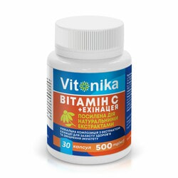 Вітамін С + Ехінацея VITONIKA (Вітоніка) капсули для зміцнення імунітету по 500 мг упаковка 30 шт