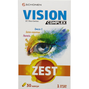 Вітаміни ZEST (Зест) Vision Complex (Віжн Комплекс) загальнозміцнюючий комплекс у капсулах упаковка 30 шт