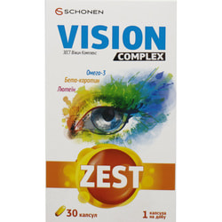 Вітаміни ZEST (Зест) Vision Complex (Віжн Комплекс) загальнозміцнюючий комплекс у капсулах упаковка 30 шт