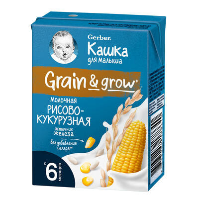Каша молочная жидкая детская NESTLE GERBER (Нестле Гербер) Рисово-кукурузная с 6-ти месяцев 200 мл