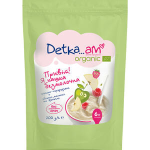 Каша безмолочная детская DETKA AM (Деткаам) Organic (Органик) Гречнево-кукурузная с яблоком, малиной, фенхелем 200 г