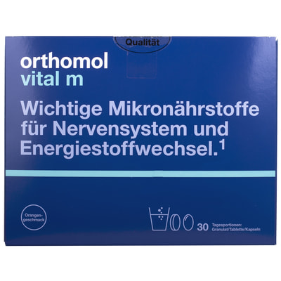 Ортомол Вітал М (Orthomol Vital M) вітамінний комплекс для чоловічого здоров'я гранули апельсин + таблетки + капсули на курс прийому 30 днів