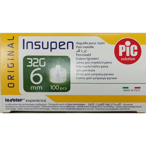 Иглы для инсулиновых шприц-ручек INSUPEN (Инсупен) Original размер 32G x 6 мм (0.23 мм x 6 мм) 100 шт