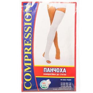 Чулок компрессионный с швом для лечения венозной недостаточности и лимфостаза до бедра CRUS PHARM (Крас Фарм) класс ІІІ размер 3