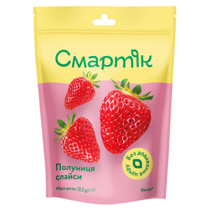 Фрукти Полуниця СМАРТІК слайси сублімовані без цукру 12,5 г