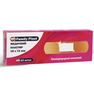 Пластырь Family Plast (Фемели Пласт) бактерицидый на нетканевой основе размер 19 мм х 72 мм 10 шт