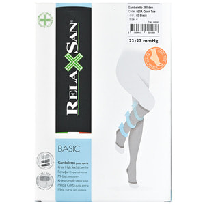 Гольфи компресійні RELAXSAN (Релаксан) Basic (Базік) 280 ден з відкритим носком 22-27 мм розмір 4 чорний модель 950А