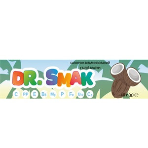 Батончик витаминизированный Dr.Smak (Др. Смак) в белой глазуре 40 г