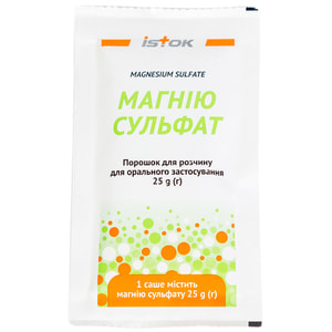 Магния сульфат пор. д/р-ра д/орал. прим. саше 25г