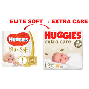 Подгузники для детей HUGGIES (Хаггис) Elite Soft Extra Care (Элит софт) 1 до 5 кг 84 шт