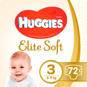 Підгузки для дітей HUGGIES (Хагіс) Elite Soft Mega (Еліт софт) 3 від 5 до 9 кг 72 шт