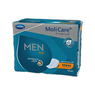Прокладки урологические MOLICARE (Моликар) Men Pad (Мен пад) для мужчин V-подобной формы с манжетами Premium 5 капель 14 шт