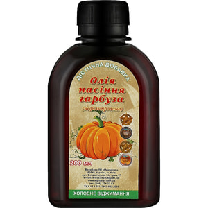 Масло семян тыквы натуральное для внутреннего и наружного применения 200 мл